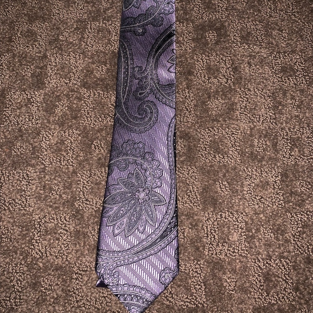 Purple and grey paisley tie